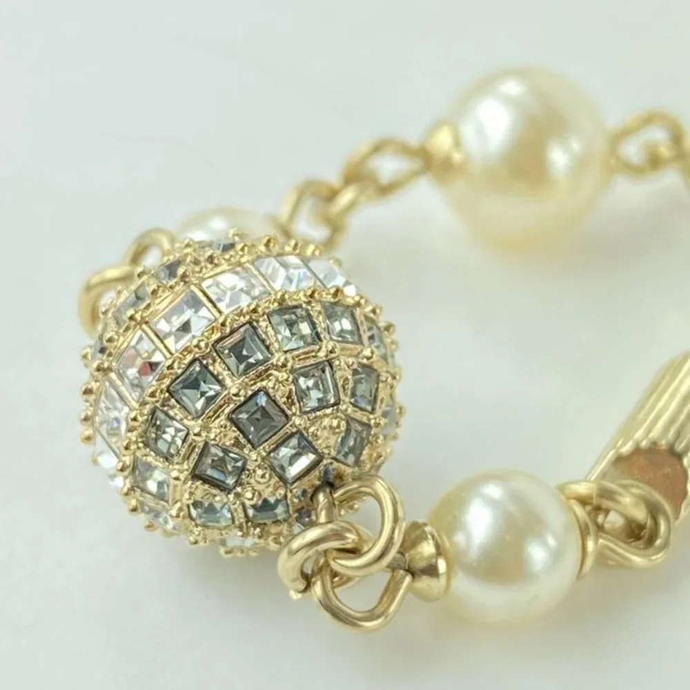 Chanel A16A Champagne CC Pearl Crystal Necklace